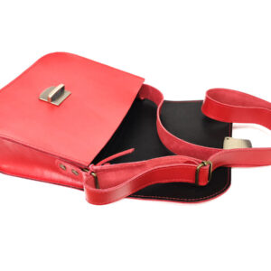 Natural Leather Saddle Bag Large – Red