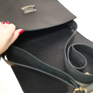 Natural Leather Saddle Bag Large – Black