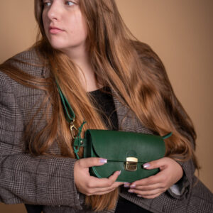 Natural Leather Saddle Bag Mini – Green