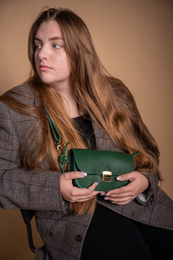 Natural Leather Saddle Bag Mini – Green