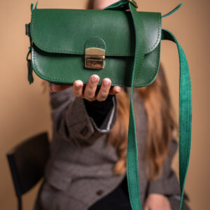 Natural Leather Saddle Bag Mini - Green