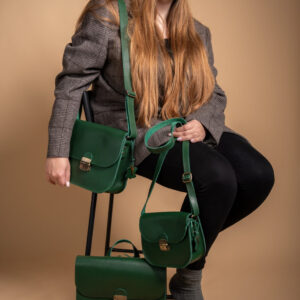 Natural Leather Saddle Backpack – Green