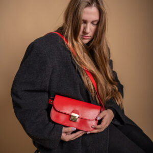 Natural Leather Saddle Bag Mini – Red