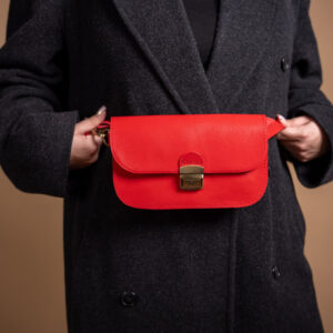 Natural Leather Saddle Bag Mini – Red