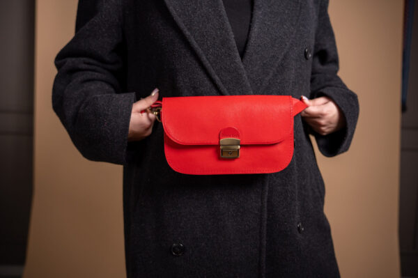 Natural Leather Saddle Bag Mini – Red