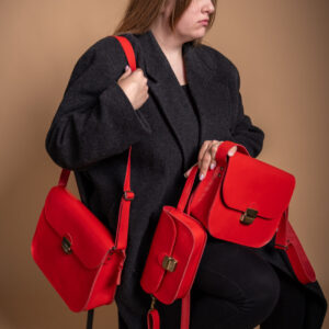 Natural Leather Saddle Bag Mini – Red