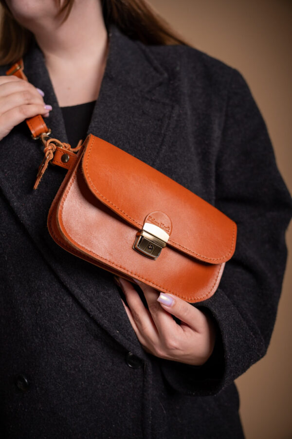 Natural Leather Saddle Bag Mini – Light Brown