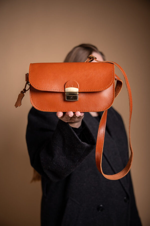 Natural Leather Saddle Bag Mini – Light Brown