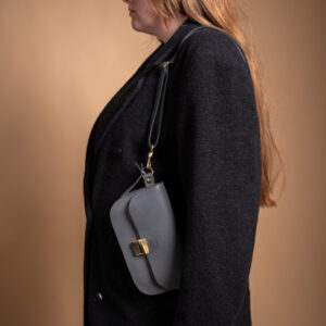 Natural Leather Saddle Bag Mini – Grey