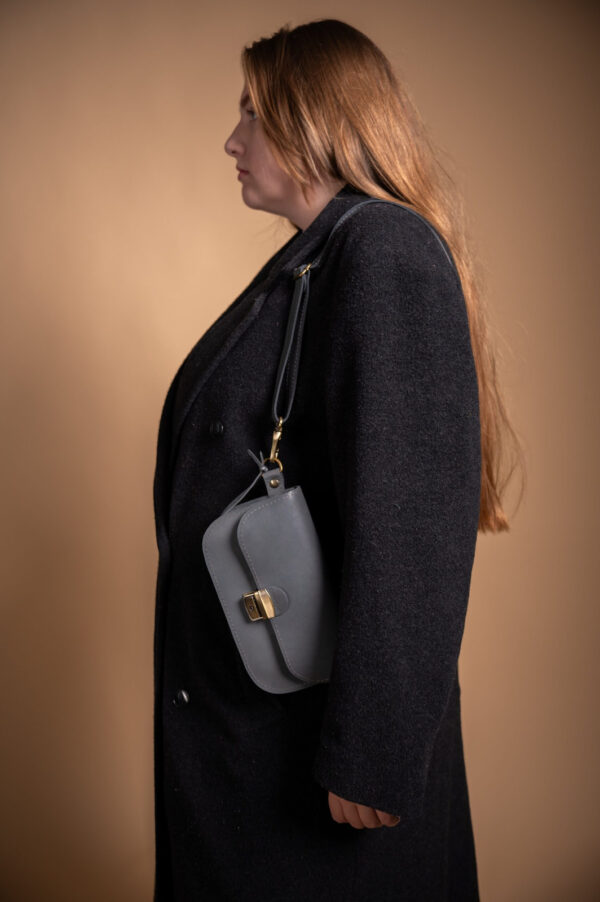 Natural Leather Saddle Bag Mini – Grey