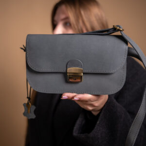 Natural Leather Saddle Bag Mini – Grey
