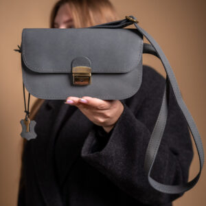 Natural Leather Saddle Bag Mini – Grey