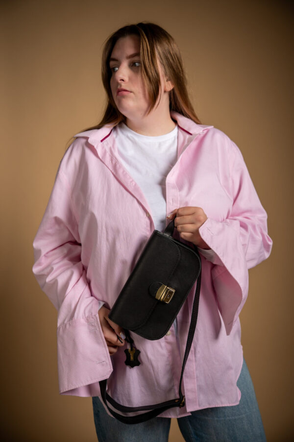 Natural Leather Saddle Bag Mini – Black