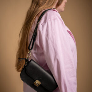 Natural Leather Saddle Bag Mini – Black