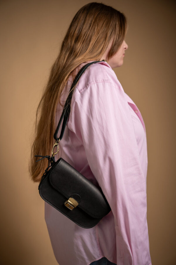 Natural Leather Saddle Bag Mini – Black