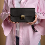 Natural Leather Saddle Bag Mini - Black