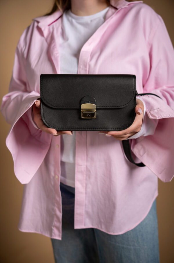 Natural Leather Saddle Bag Mini – Black