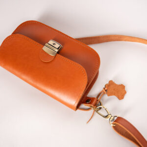 Natural Leather Saddle Bag Mini – Light Brown