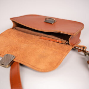 Natural Leather Saddle Bag Mini – Grey