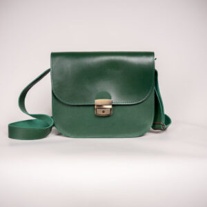 Natural Leather Saddle Bag Large – Green