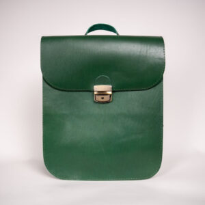 Natural Leather Saddle Backpack – Green