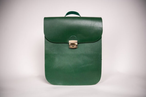 Natural Leather Saddle Backpack – Green