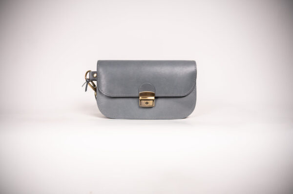 Natural Leather Saddle Bag Mini – Grey