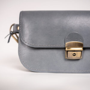 Natural Leather Saddle Bag Mini – Grey