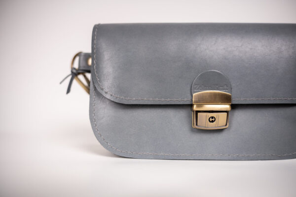 Natural Leather Saddle Bag Mini – Grey