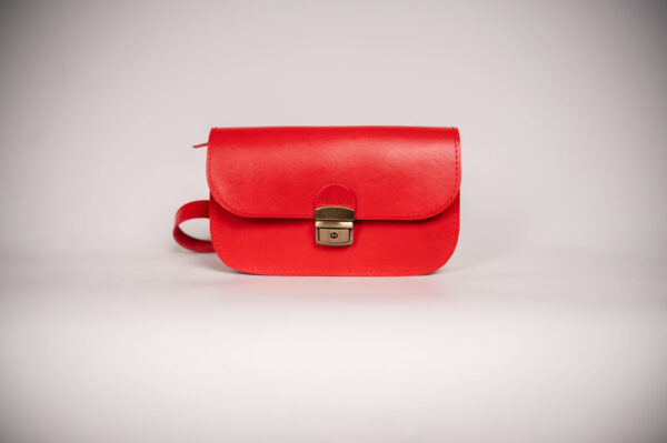 Natural Leather Saddle Bag Mini – Red