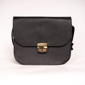 Natural Leather Saddle Bag Large – Black