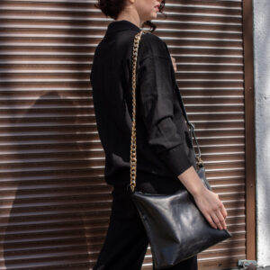Black Leather Hobo Bag – Large
