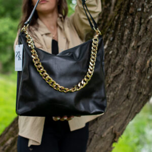 Black Leather Hobo Bag – Large