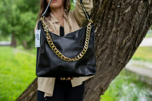 Black Leather Hobo Bag – Large