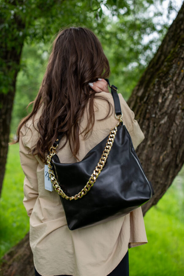 Black Leather Hobo Bag – Large
