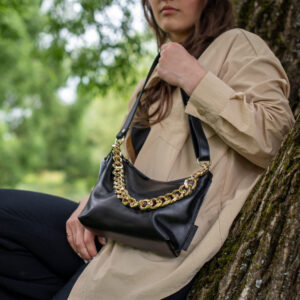 Black Leather Hobo Bag – Small