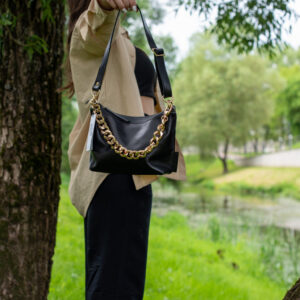 Black Leather Hobo Bag – Small