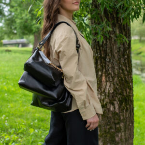 Black Leather Hobo Bag – Large