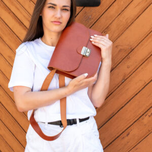 Natural Leather Saddle Bag Large – Light Brown