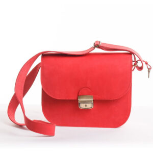Natural Leather Saddle Bag Large – Red