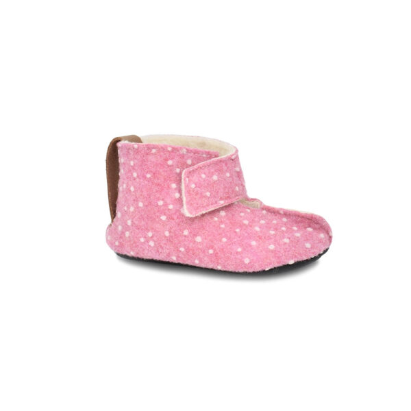 KAKU Kids’ Felt & Sheep’s Wool Slippers – Pink Dots