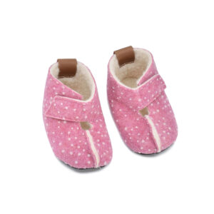 KAKU Kids’ Felt & Sheep’s Wool Slippers – Pink Dots
