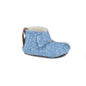 KAKU Kids’ Felt & Sheep’s Wool Slippers – Blue Dots