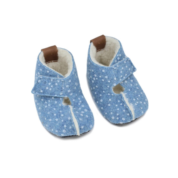 KAKU Kids’ Felt & Sheep’s Wool Slippers – Blue Dots