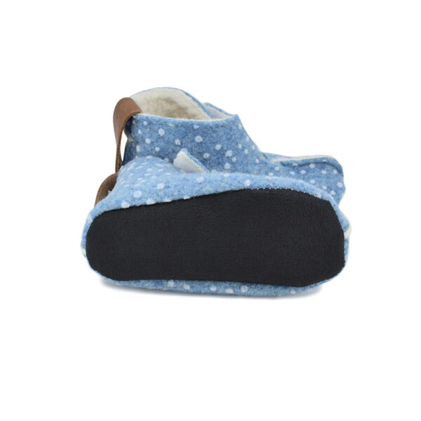 KAKU Kids’ Felt & Sheep’s Wool Slippers – Blue Dots
