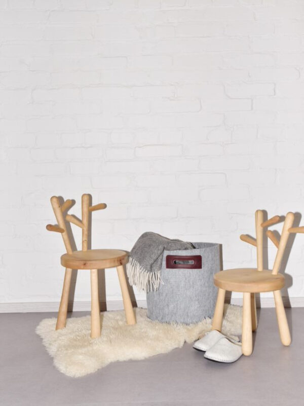 Felt Storage Basket with Leather Handles – Grey/Bordeaux, 30 L