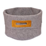Wool Felt Storage Basket with Leather Handles – Grey/Cognac, 24 L
