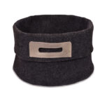 Wool Felt Storage Basket with Leather Handles – Dark Grey/Grey, 24 L
