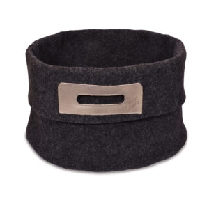 Wool Felt Storage Basket with Leather Handles – Dark Grey/Grey, 24 L