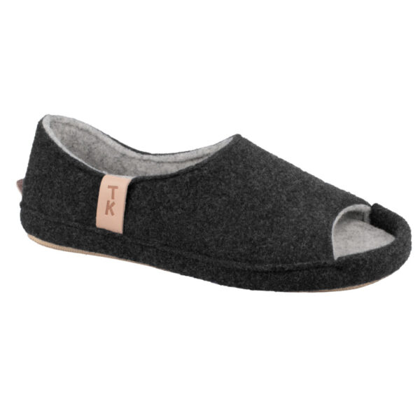 TOKU Bern Open-Toe Wool Slippers – Dark Grey